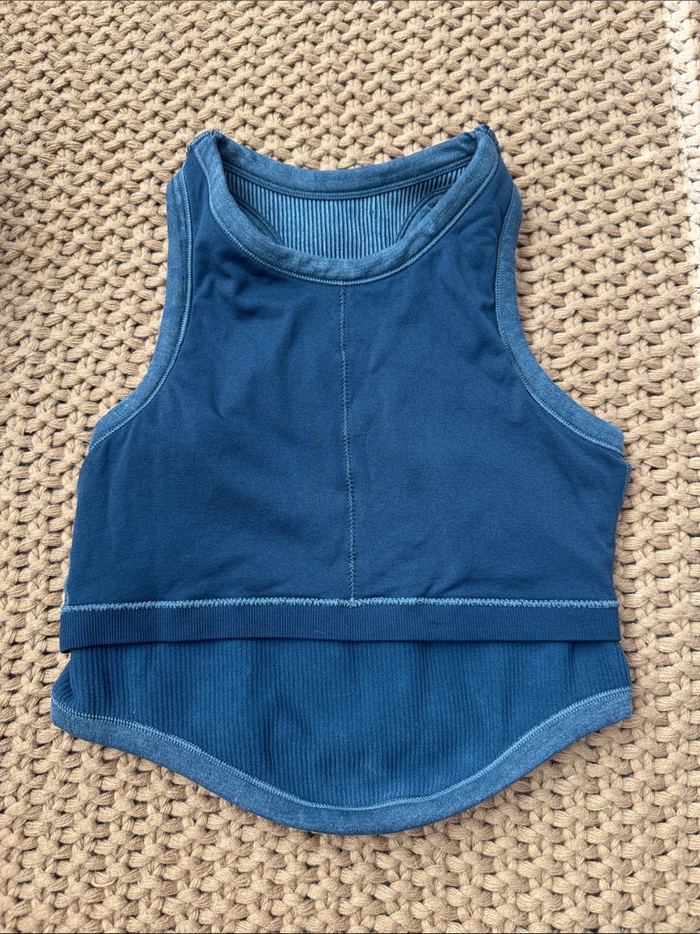 POPFLEX Blue Ribbed Tank Top - Picture 5 of 8
